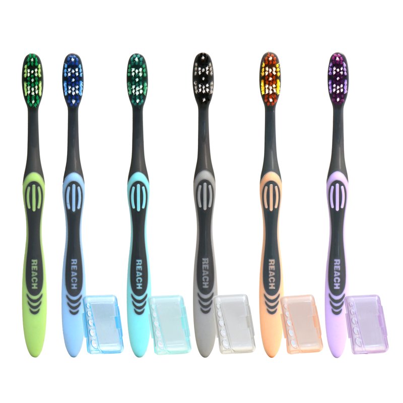 Multi-Pack Soft Toothbrushes with Tongue Scraper and Contoured Handle