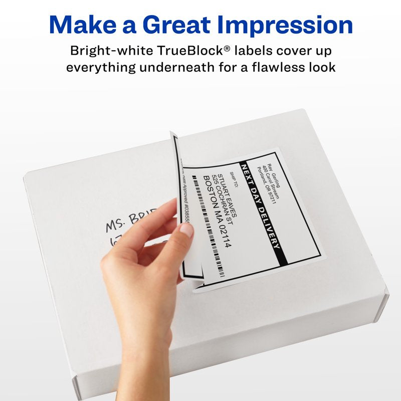 Avery Shipping Labels 3-1/3 x 4 White Paper Laser Inkjet TrueBlock Pack of 60