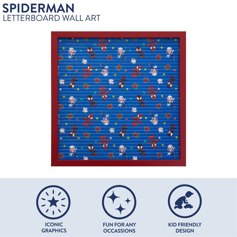 Spider and Friends 12x12 Letter Board - Blue/Red Variation for Kids & Teens