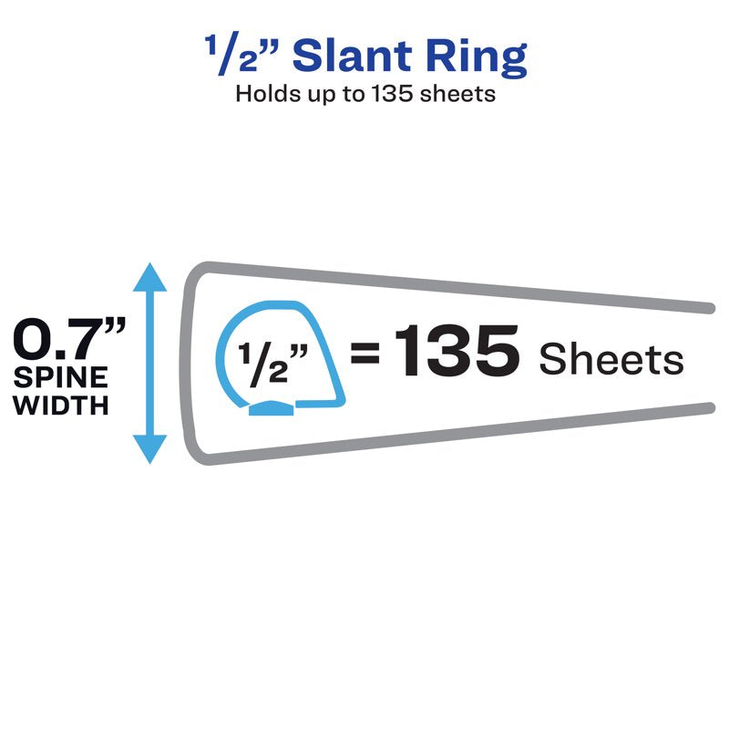 Durable View 3 Ring Binders 0.5 Inch Capacity - Black or White, 4-Pack