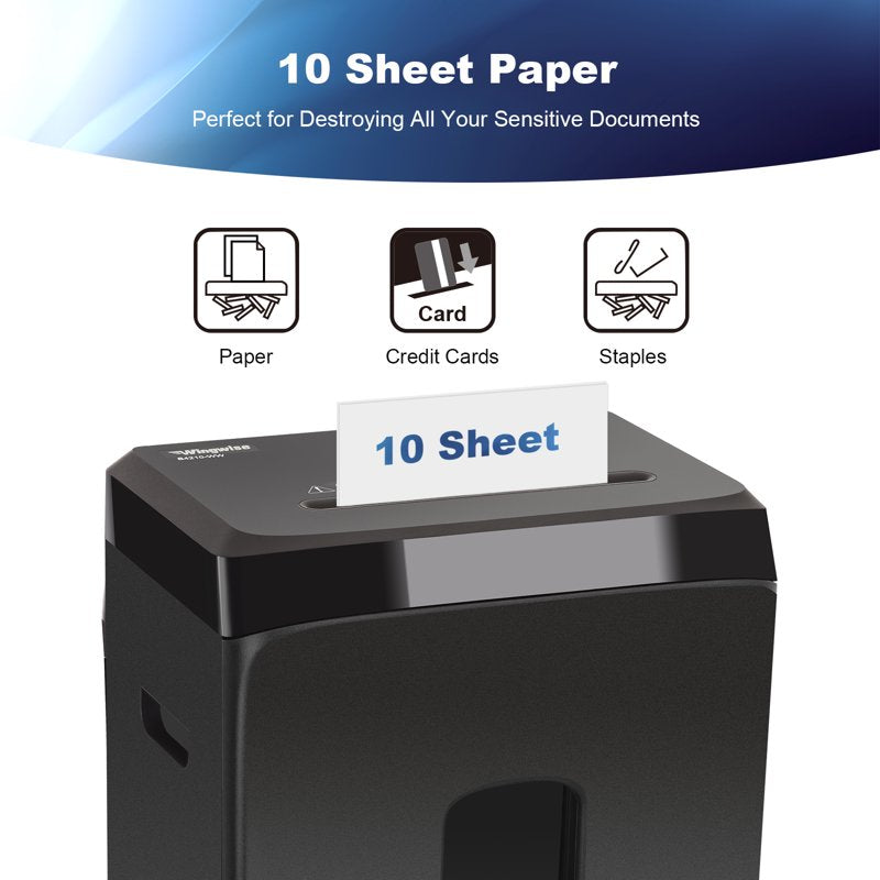 Paper Shredder 10 Sheets P-5 Micro Cut with 7.9 Gallon Bin, Portable Office & Home Use