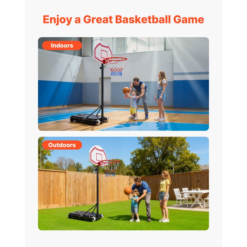 Portable Adjustable Basketball Hoop for Kids & Family Outdoor Play