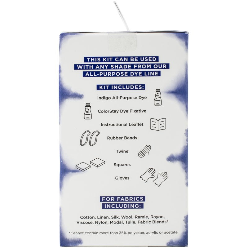 Indigo Shibori Tie Dye Kit with Dye Fixative - Fabric Art Craft Set