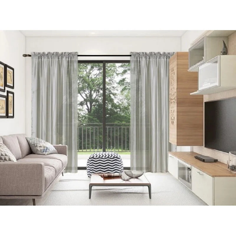 Semi-Sheer Faux Silk Window Curtains 2-Pack - Light Filtering & Privacy