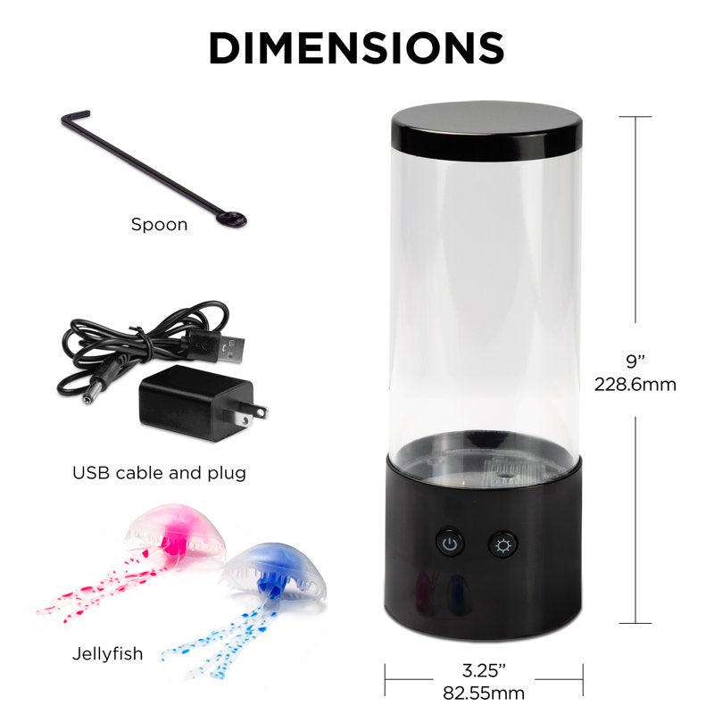Jellyfish Night Light Lamp with Multicolor LEDs - 9 Inch USB Powered Relaxing Decor