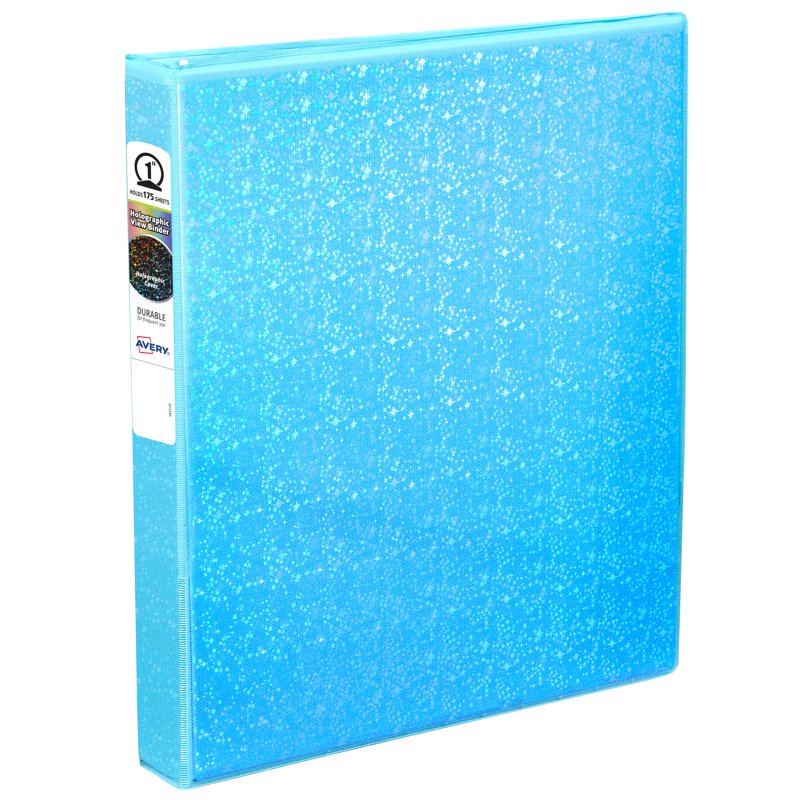 Avery Luxe Collection Holographic 1-Inch Binder Aqua - Customizable Starry Night Design