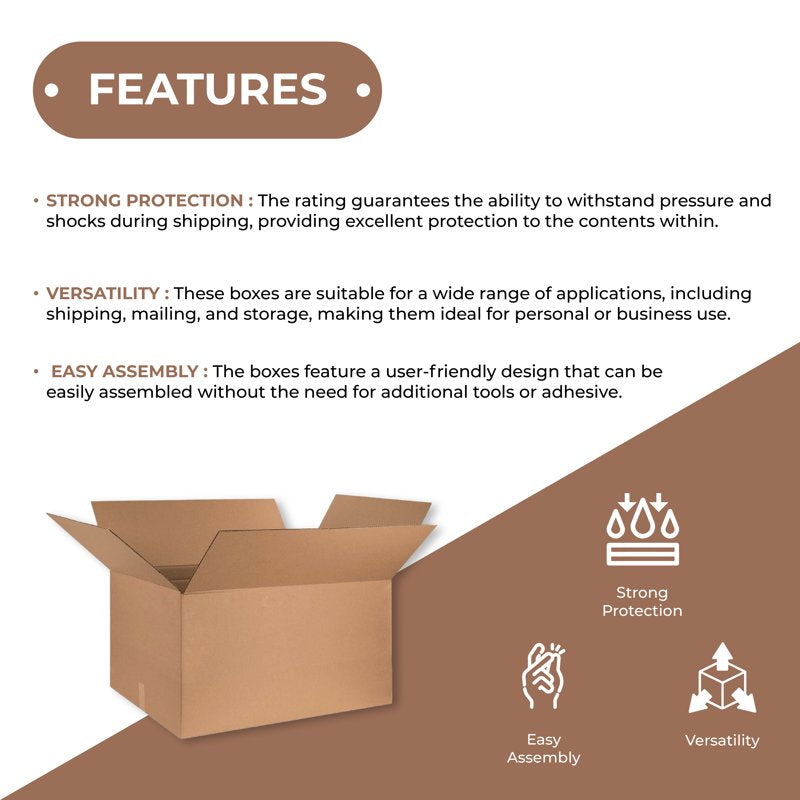 Heavy Duty Corrugated Shipping Boxes 24x15x12 Inches Pack of 20