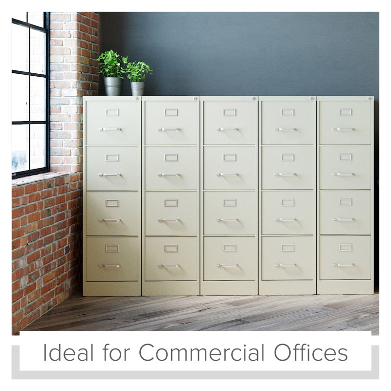 Deep Metal 4-Drawer Letter Size File Cabinet - Commercial Office Storage