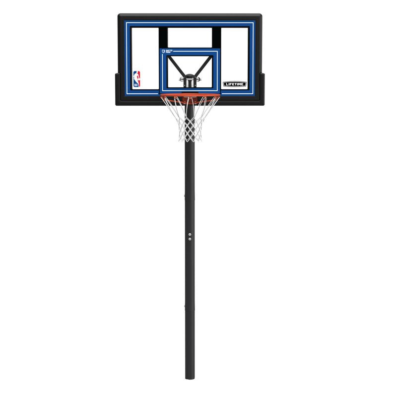 Adjustable In-Ground Basketball System with 50-Inch Shatterproof Backboard - NBA Branded 7.5ft-10ft