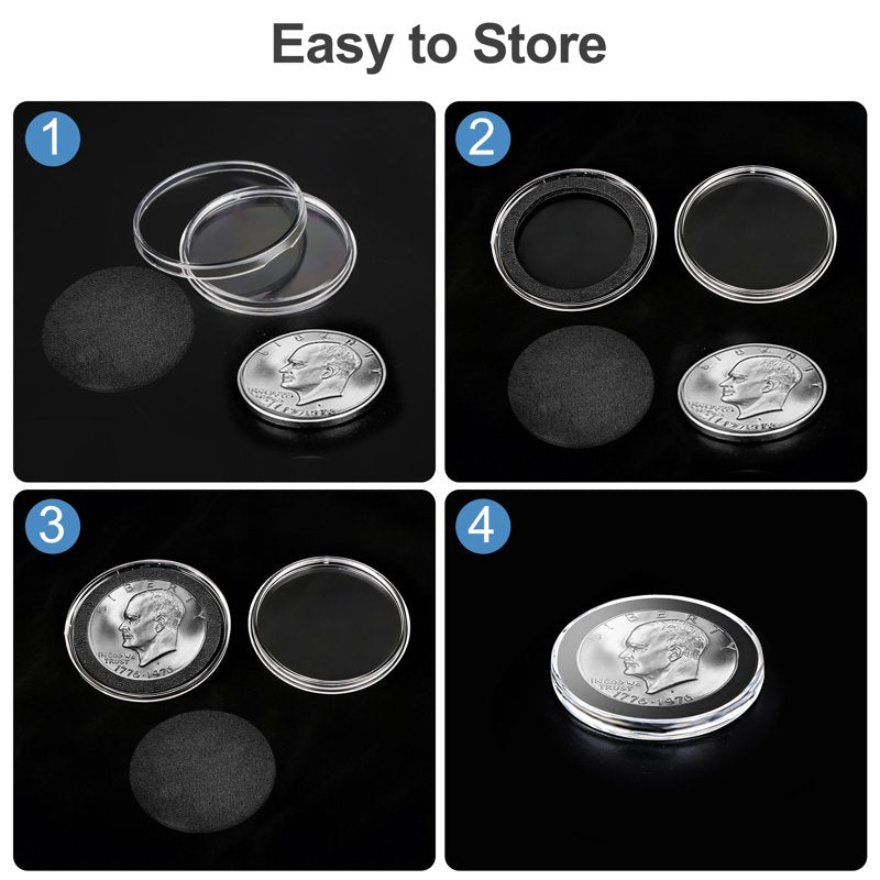 10pcs Silver Dollar Coin Holders - 38mm Clear Coin Capsules for Collectors