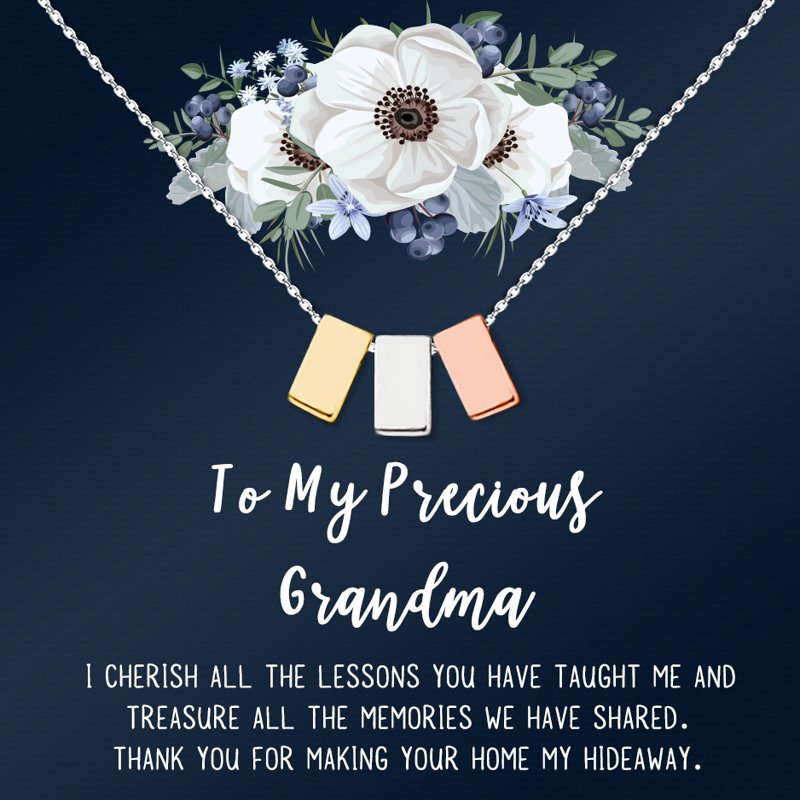 Mother's Day Necklace Gift for Grandmother - Dainty Stainless Steel Pendant & Card