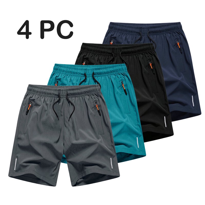 Boys Athletic Shorts 4 Pcs Quick Dry with Zipper/Pockets, Loose Baggy Sport Shorts 3-15Y - Includes Z3-Black MKOSPLRT Variation