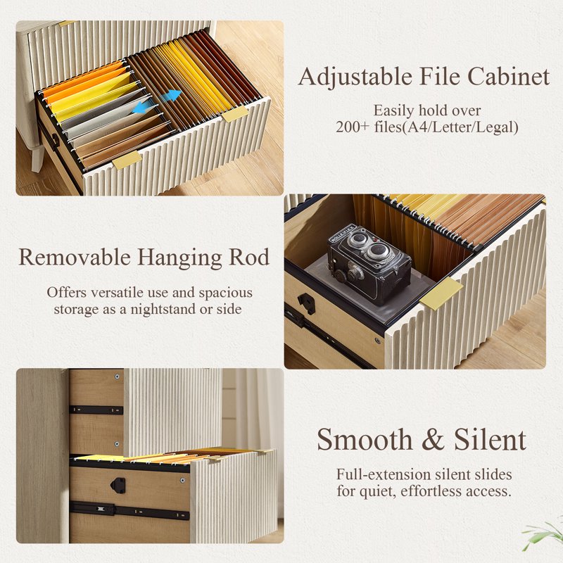 Modern Lateral File Cabinet with 2 Drawers - Large Storage for Home Office