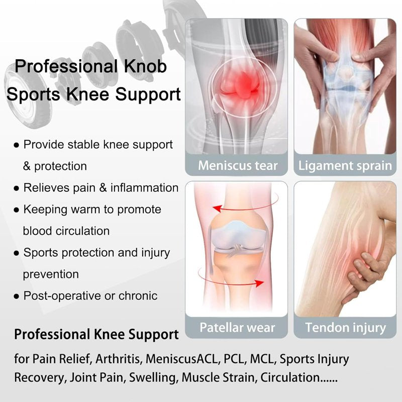 Adjustable Knee Brace with Side Stabilizers & Patella Gel Support for Sports - Blue White XL