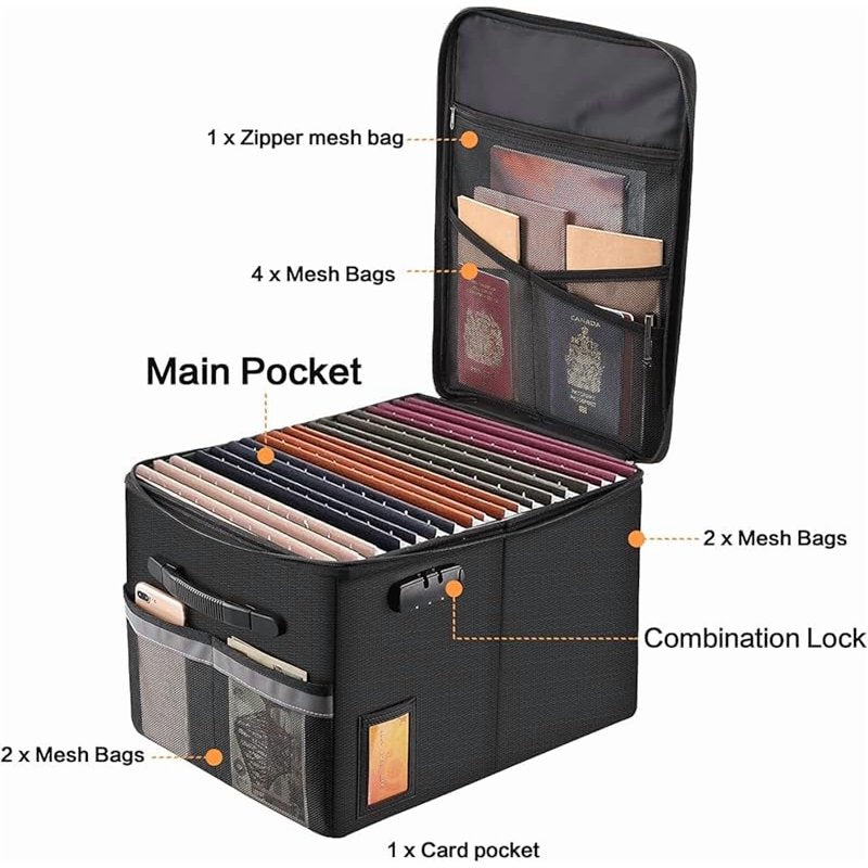 Fireproof File Cabinet with Lock - Water-Resistant Document Organizer for Letter & Legal Files