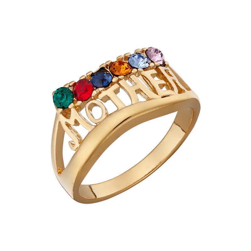 Personalized Mother Birthstone Ring - 14kt Gold-Tone Custom Family Jewelry