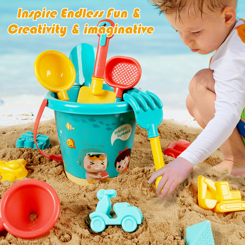 Kids Beach Toys Set - 18 Piece Sandcastle and Water Play Kit for Ages 3-10