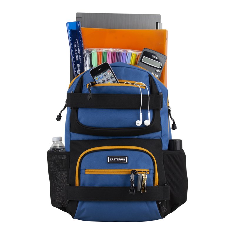 Unisex Skatepark Backpack with Skateboard Straps - Durable Polyester, Multiple Compartments