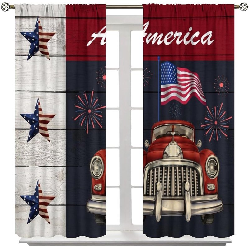 American Flag Blackout Curtains for Bedroom & Living Room - 84x84 Inches