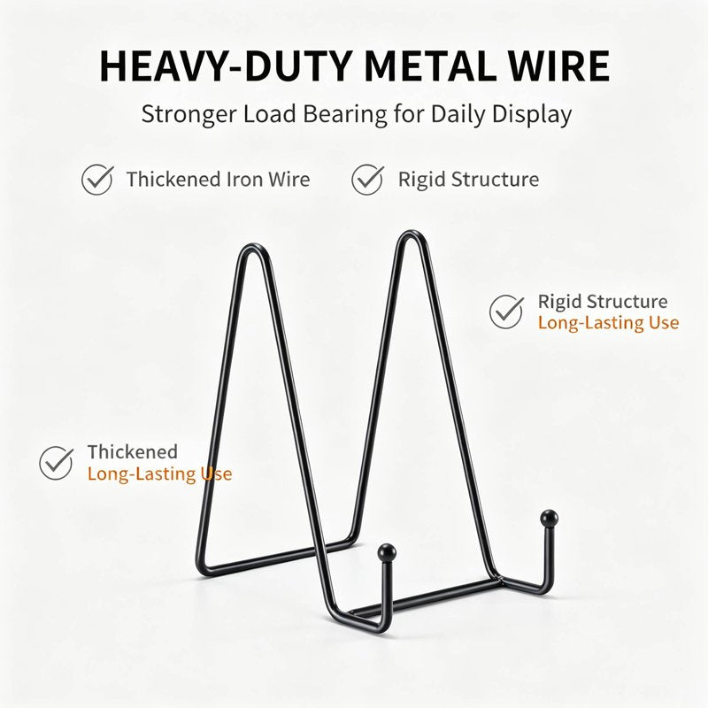 8 Inch Plate Display Stands Set of 3 Black Metal Easel Holders for Decor & Artwork