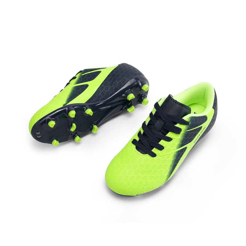 Dream Pairs Boys Girls Soccer Cleats Ground Kids Football Training Shoes Navy/Neon Green