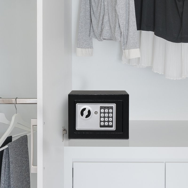 Electronic Security Safe Box 0.17 Cu Ft, Key & Password Lock for Home Office