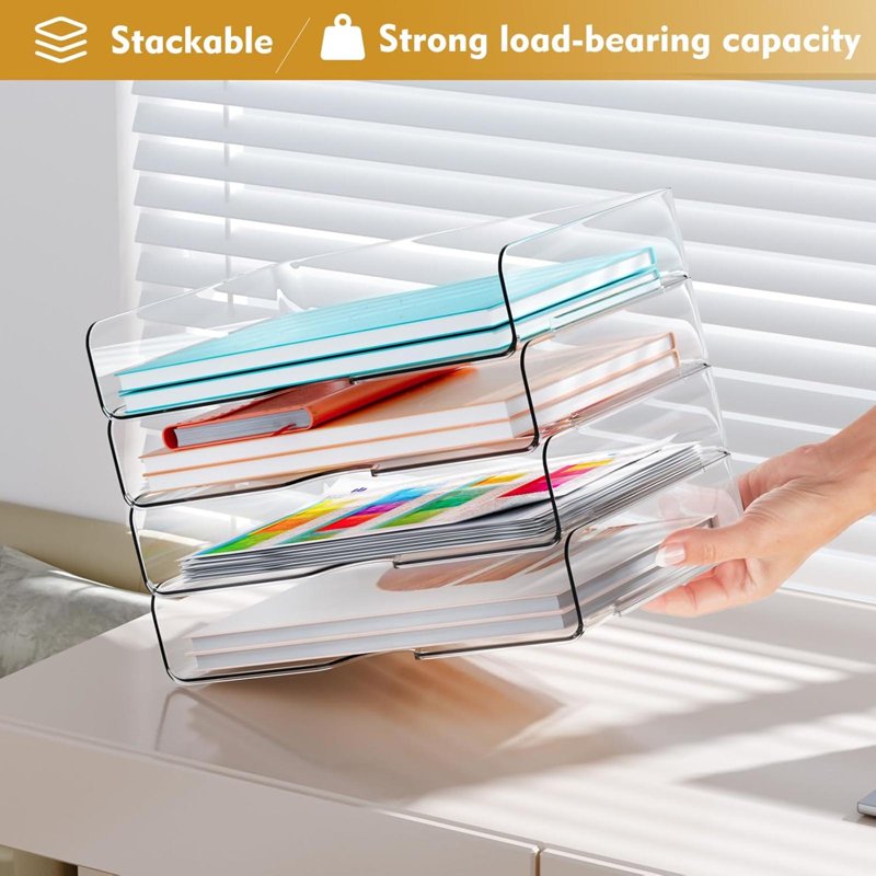 4-Tier Stackable Desk Organizer for Paper Files and Office Supplies