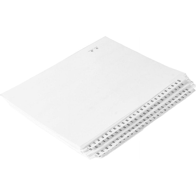 Numbered Document Dividers 1-100 with Laminated Tabs for Filing