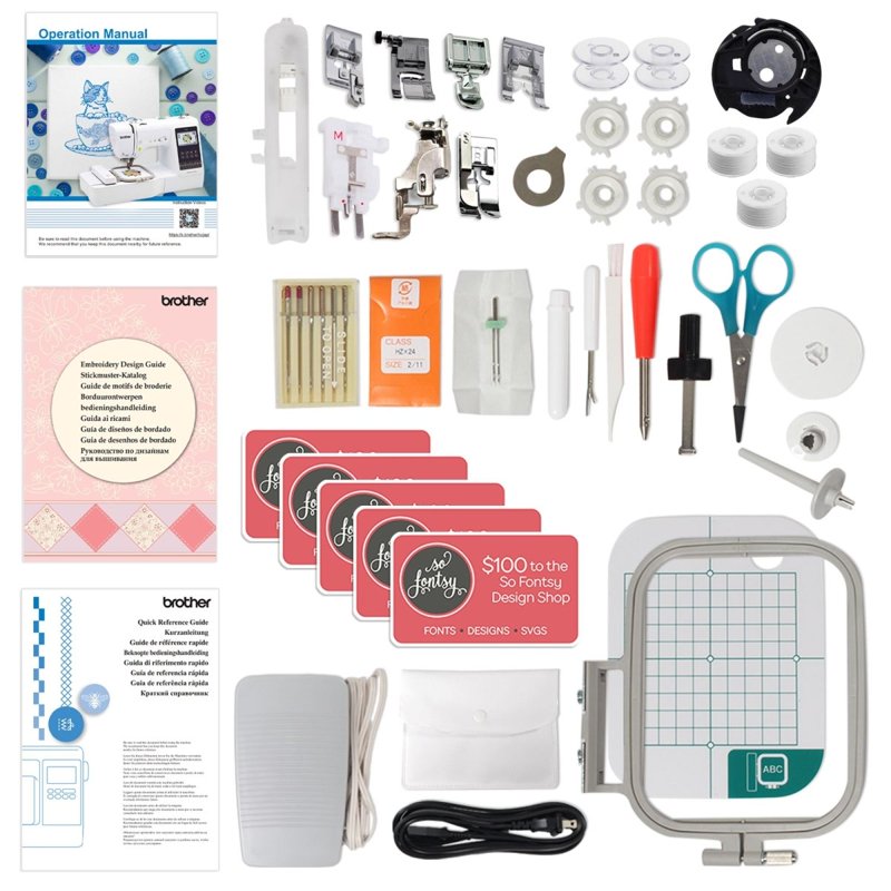 Brother SE700 Embroidery & Sewing Machine Bundle with 90 Spools & Accessories
