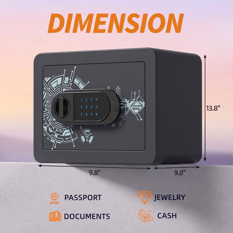 Multi-Function Home Safe for Jewelry Cash & Valuables - Compact Security Safe with Digital & Key Lock