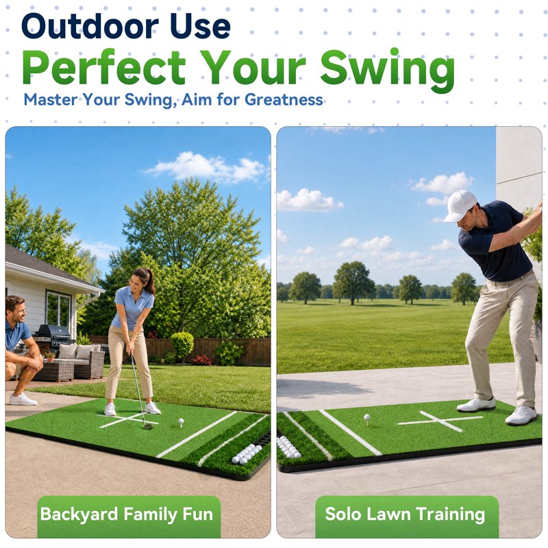 Orfeld 5.2 x 4 ft Dual-Turf Golf Hitting Mat with EVA Base, 10 Hitting Positions
