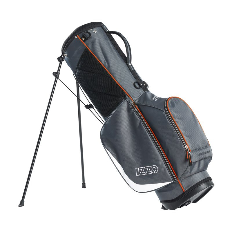 Izzo Ultra-Lite Stand Bag Grey/Orange - 3.2 lb Lightweight Golf Bag (Variation: Grey/Orange)