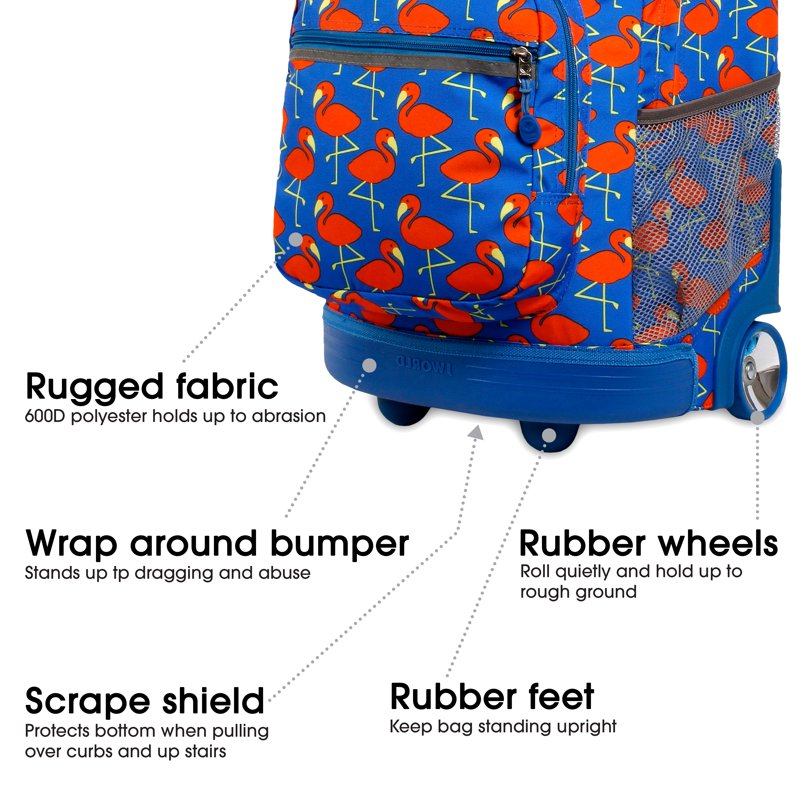 Unisex 18-Inch Rolling Backpack for School & Travel - Large Capacity, Durable