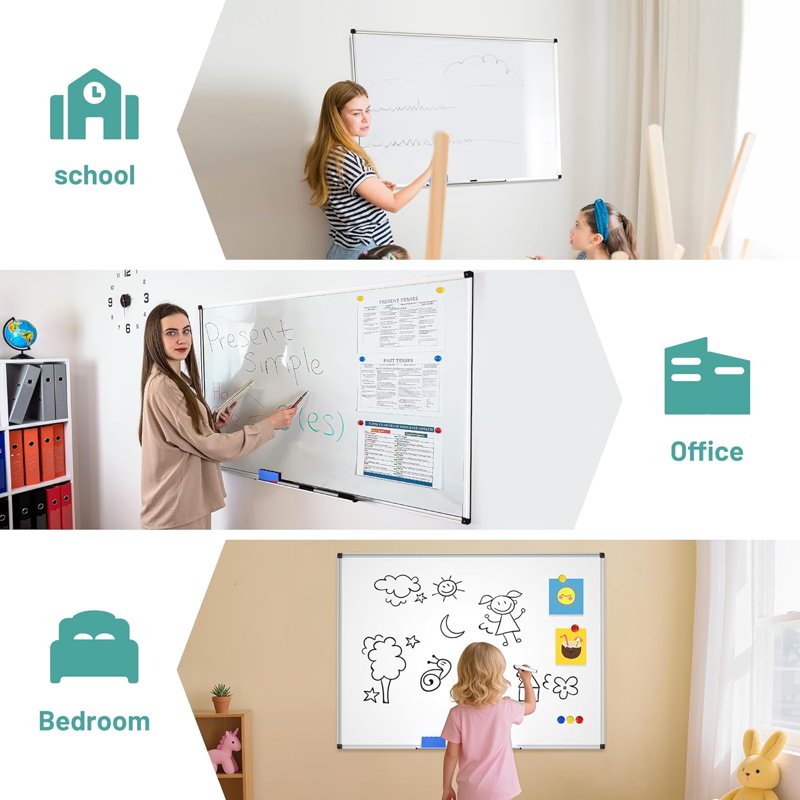 Magnetic Whiteboard Dry Erase Board with Aluminum Frame for Office Home School