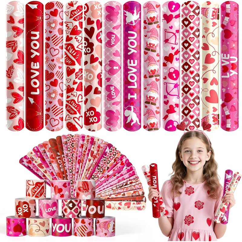 36Pcs Easter Slap Bracelets Bulk Set with Bunny, Egg & Flower Designs