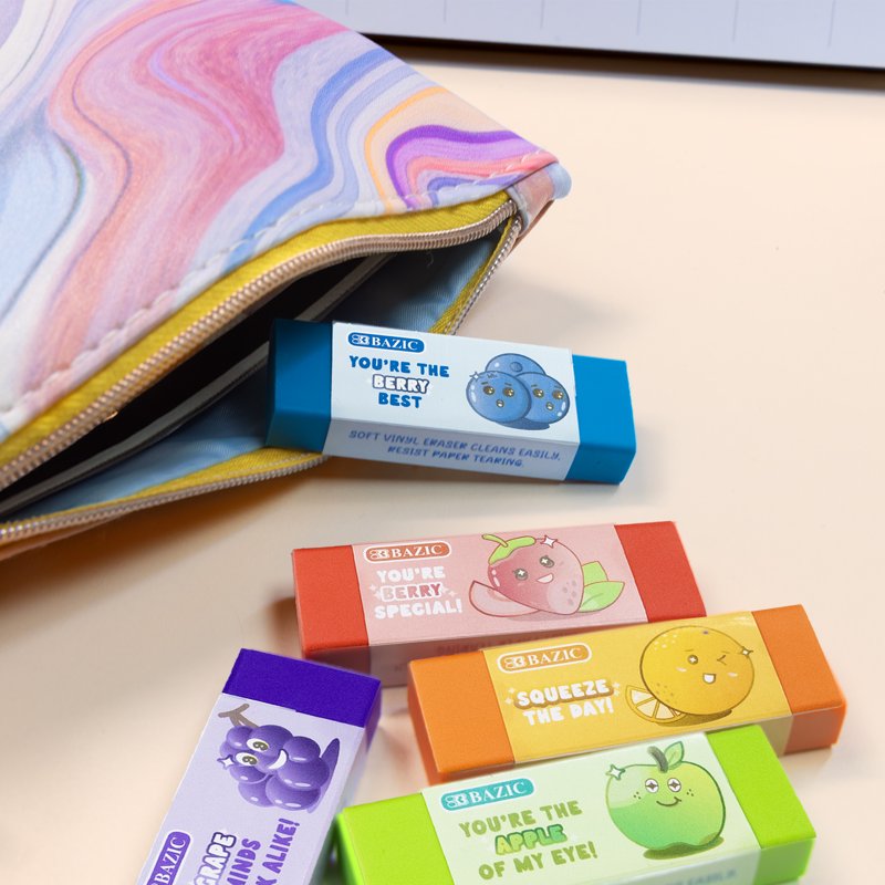 Scented Erasers 5 Pack - Latex-Free Assorted Fruity Scents for Drawing & School