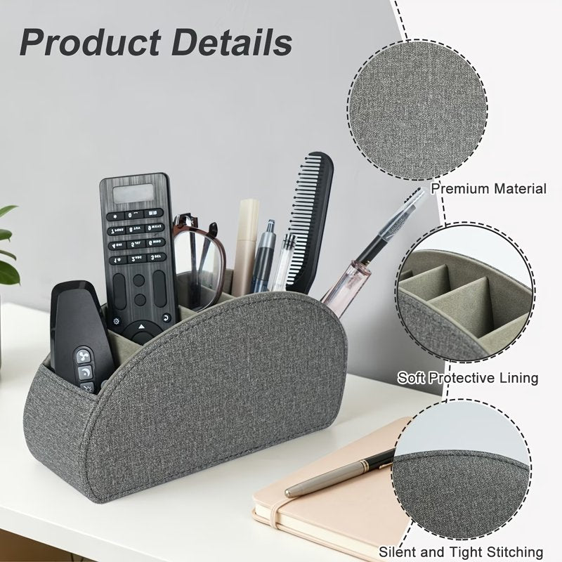 Remote Control Organizer with 5 Compartments - Multi-Functional Desk Storage Box