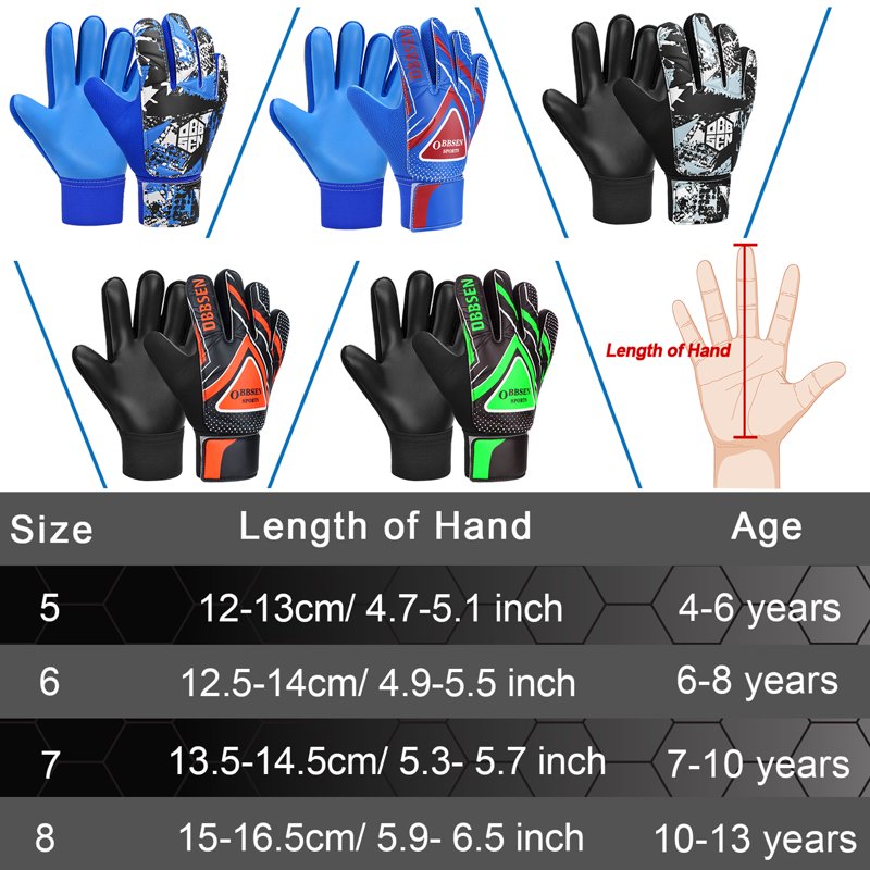 Obbsen Kids Goalkeeper Gloves with Grips Palms - Blue Impact, Variation 5