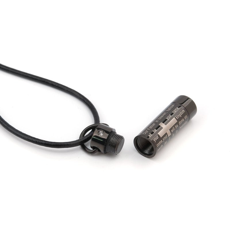 Cross Cylinder Cremation Jewelry Urn Necklace with Free Funnel & Velvet Box