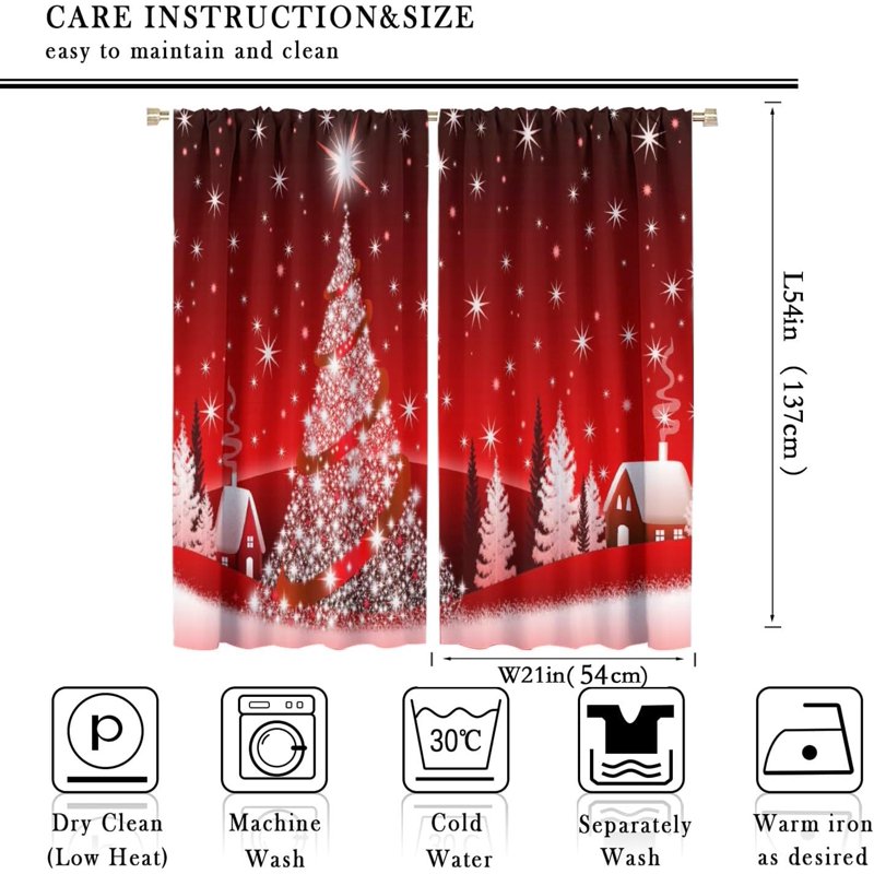 Christmas Holiday Blackout Curtains for Living Room Window Decor 42x54