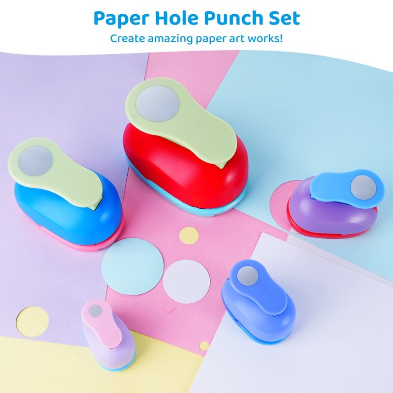 Circle Punch Set 5 Sizes Paper Hole Punches for Scrapbooking & Crafts