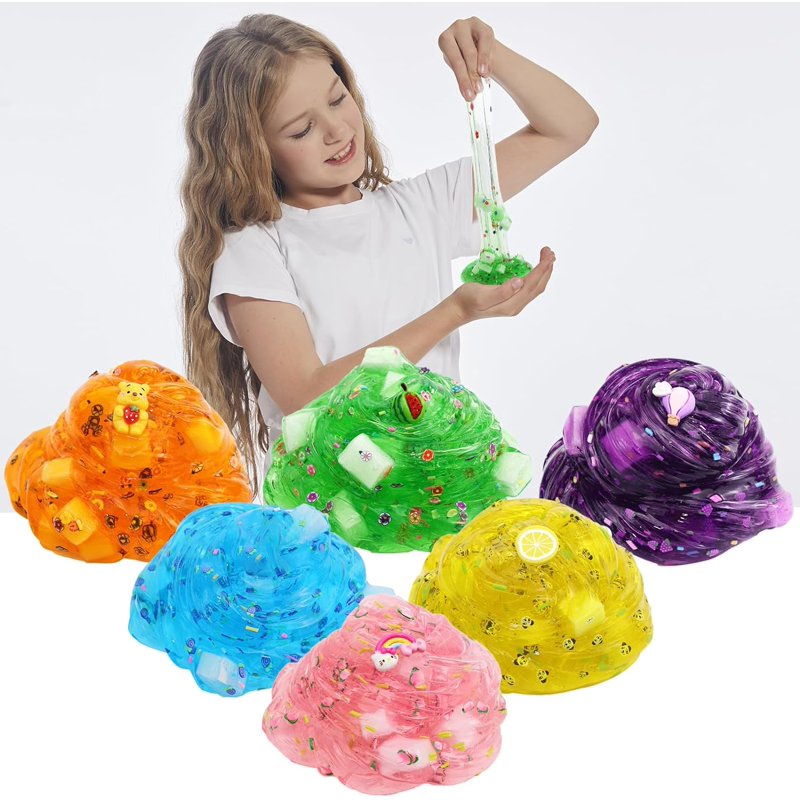 Jelly Cube Clear Slime Kit for Kids - 8 Pack Sensory DIY Toys, Stress Relief & Party Favors