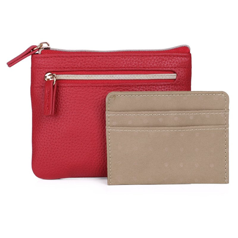 Leather Card & Coin Case with ID Window - Multiple Colors