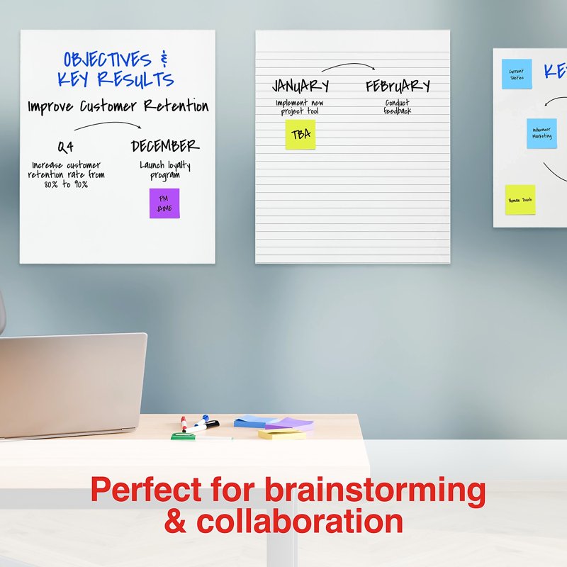 Sticky Wall Easel Pad 20 x 23 Inches - 20 Sheets, Repositionable for Brainstorming & Presentations