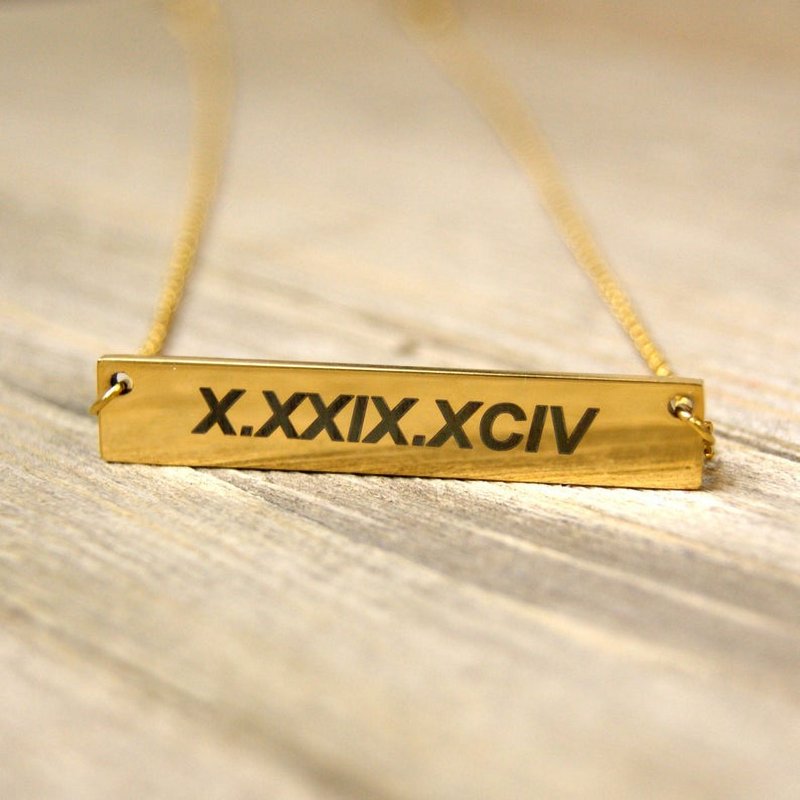 Personalized Gold & Silver Name Necklace with Roman Numerals Custom Gift for Mom