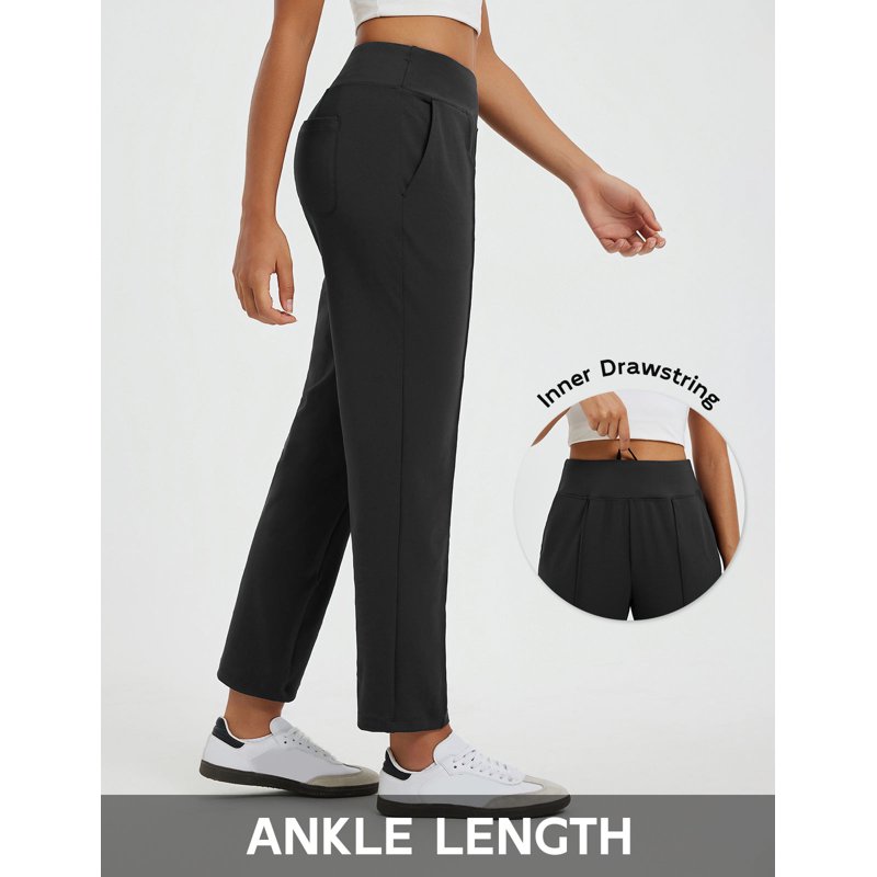 BALEAF Womens Travel Pants Stretch Golf Pants with Pockets - Black, XS