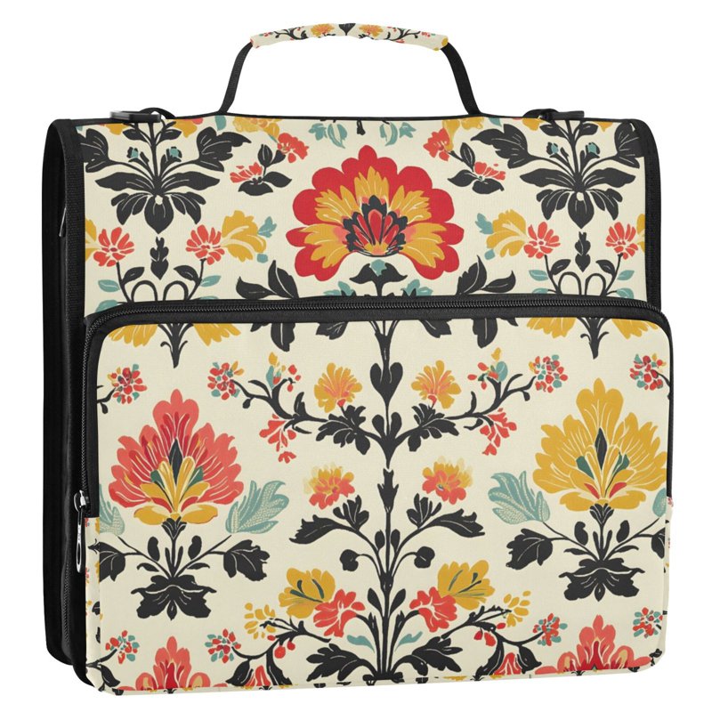 Zipper Binder with Shoulder Strap 2-Inch Ring Holds 500 Sheets Office File Organizer
