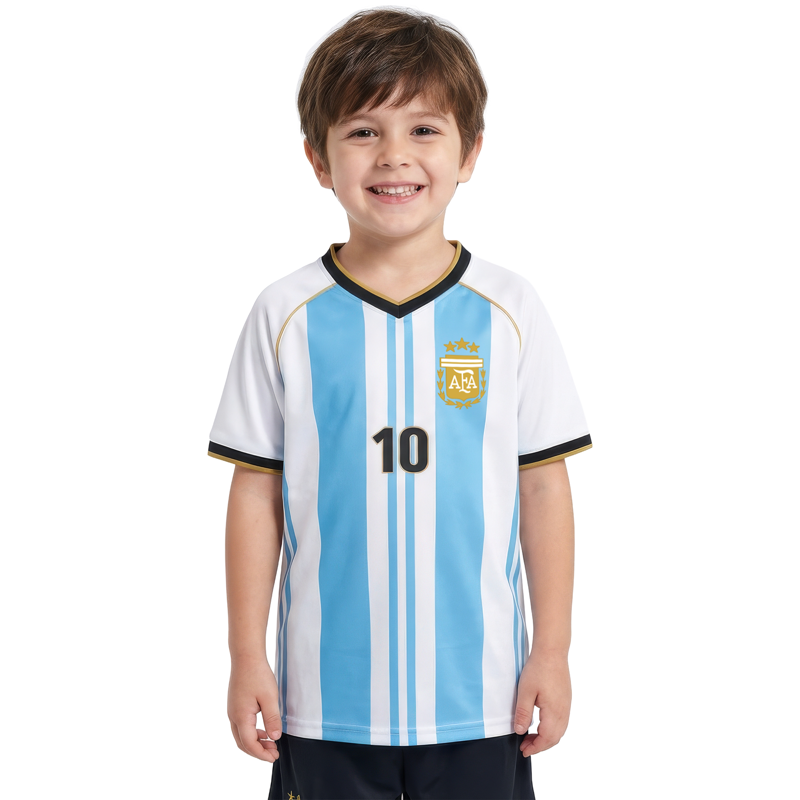 Youth Messi Argentina Jersey - Sky/White 100% Polyester, Size M (Variation: Child)