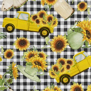 Cotton Sunflower Vase Fabric 44" Wide for Quilting Sewing & Crafts