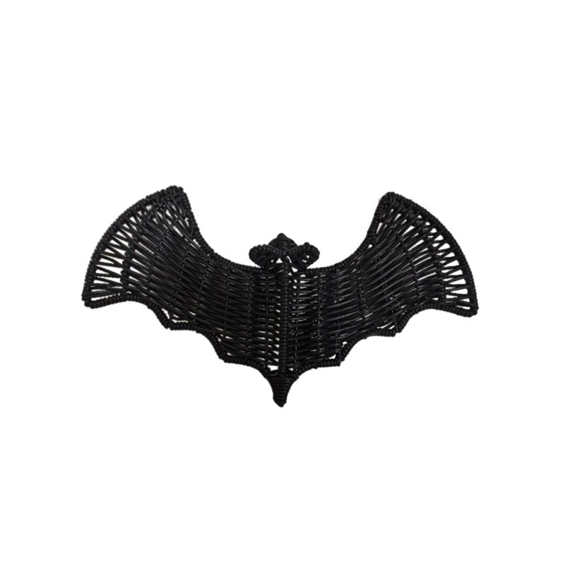 Woven Bat Wall Decor Halloween Hanging Ornament Black Rattan Indoor Outdoor Wall Art